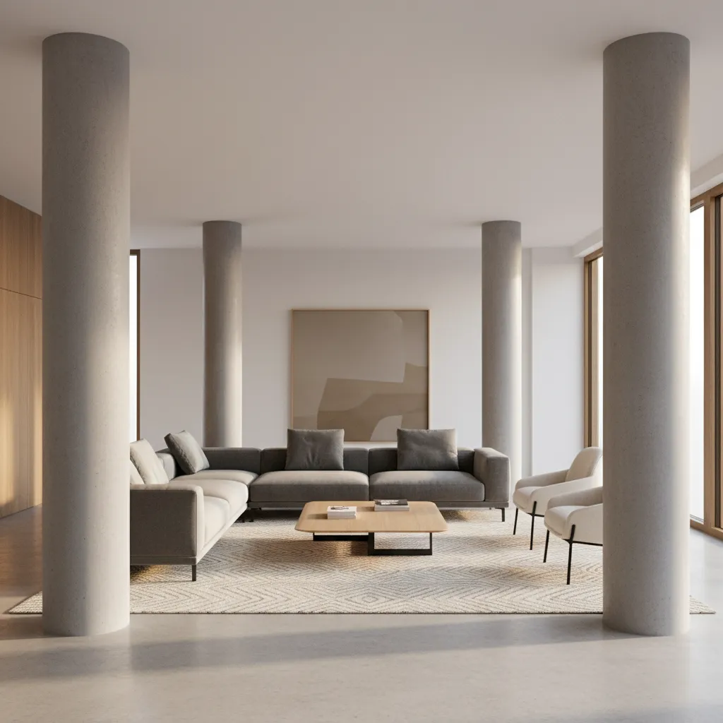 How to Fix Layout Problems Caused by Two Pillars in a Living Hall