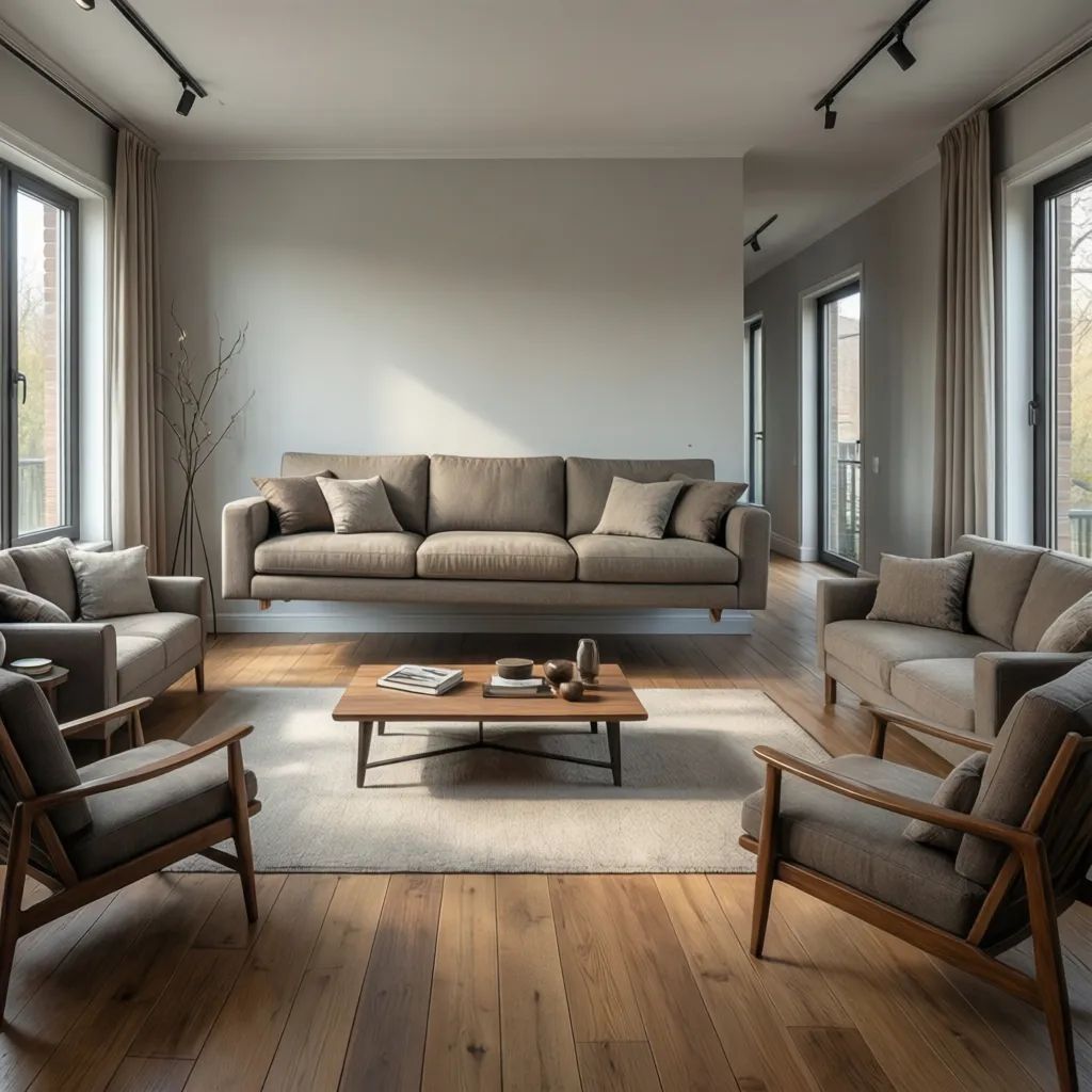 living room walkway clearance behind sofa layout