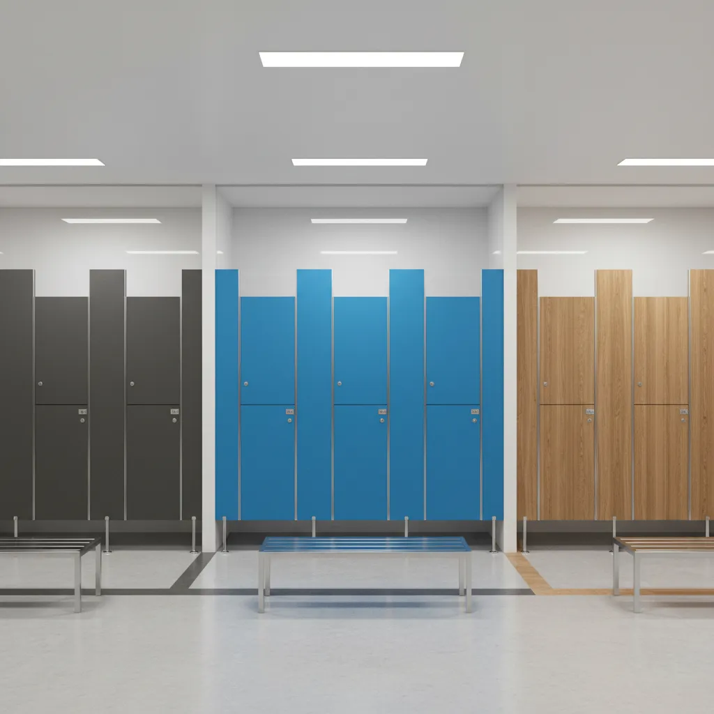 comparison of locker room partition materials phenolic hdpe and laminate panels