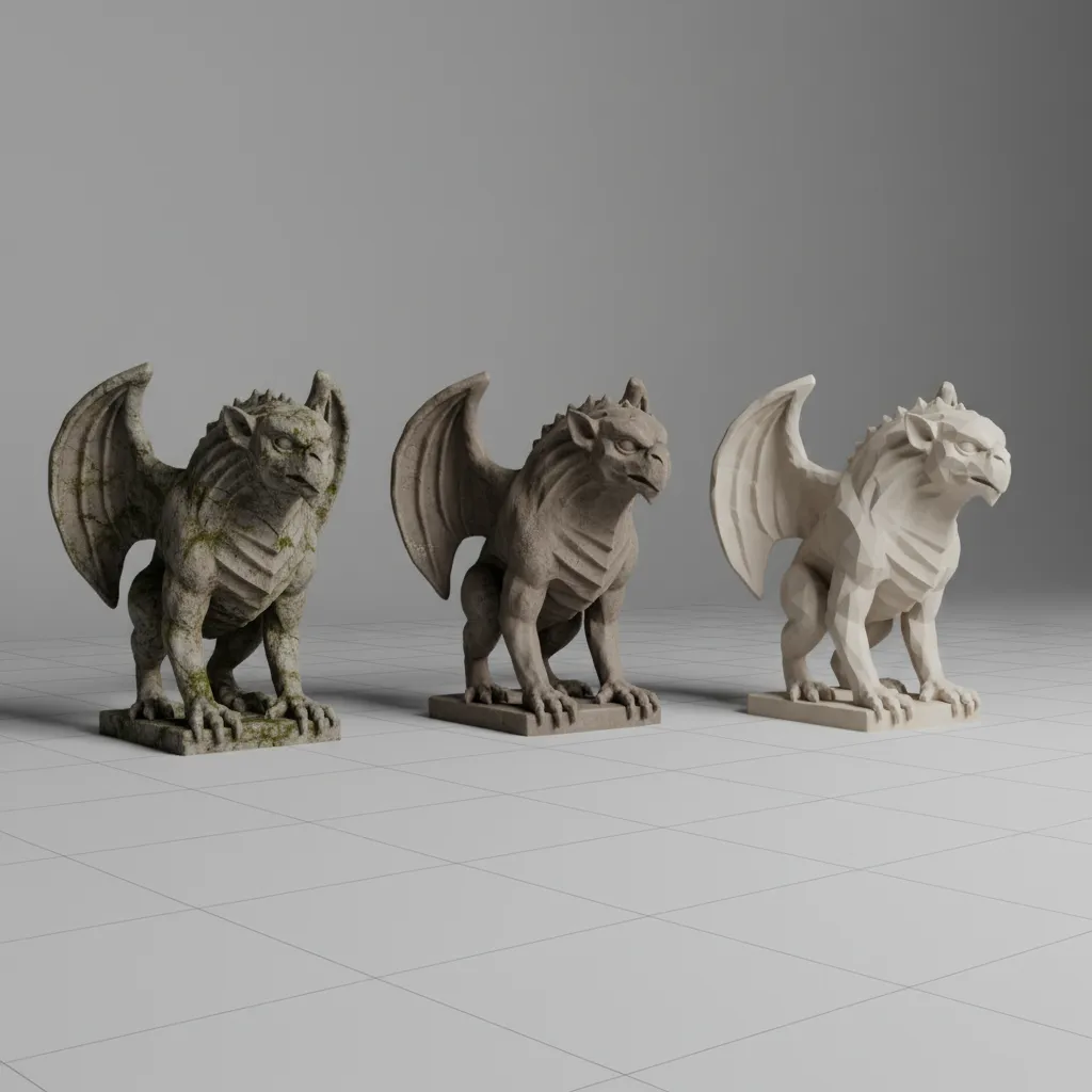 level of detail system showing multiple model complexity versions