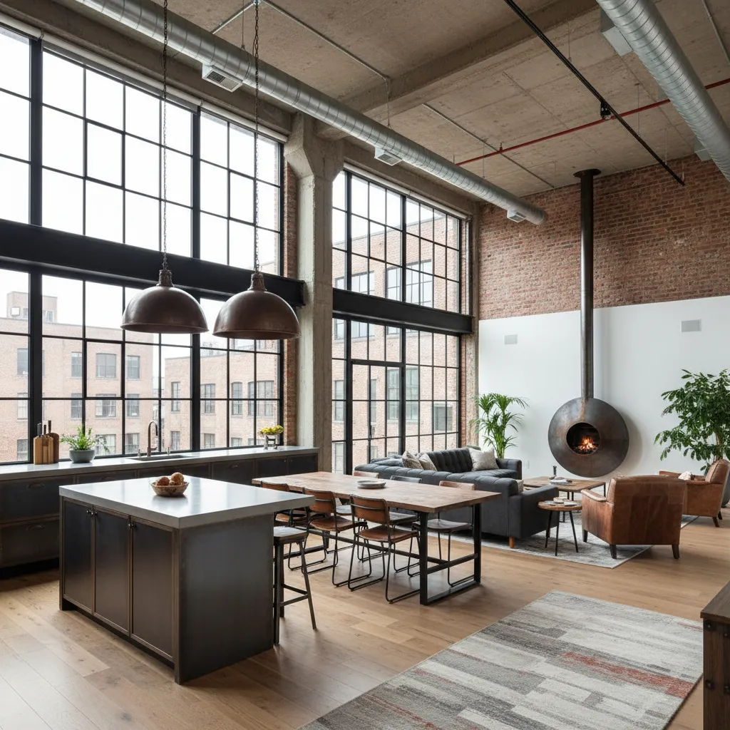 Loft con cocina, comedor y salón integrados en un mismo espacio