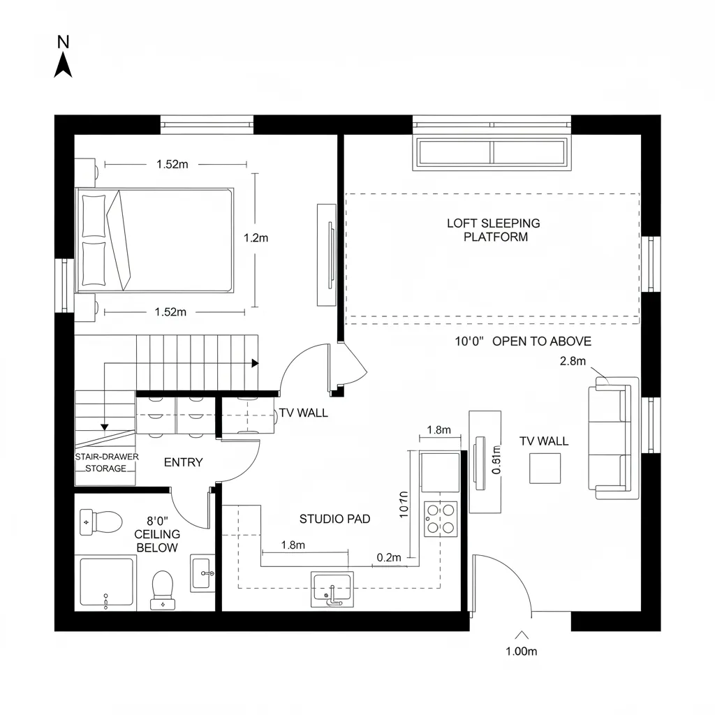 Lofted Sleep Over Split Studio