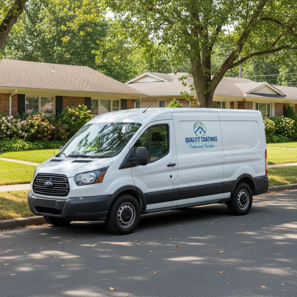 Logo de empresa de pintura aplicado en una furgoneta de trabajo
