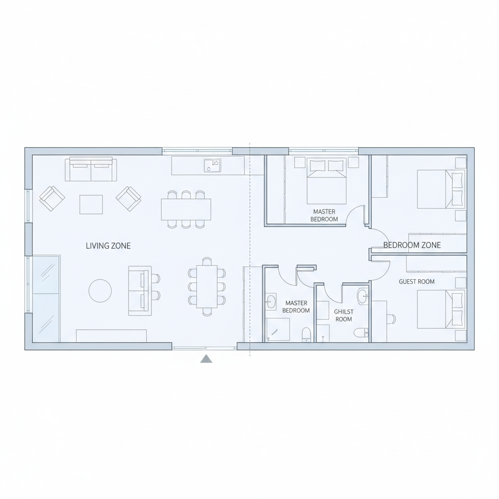 Rectangular House Layput Diseño de casas rectangulares de una planta