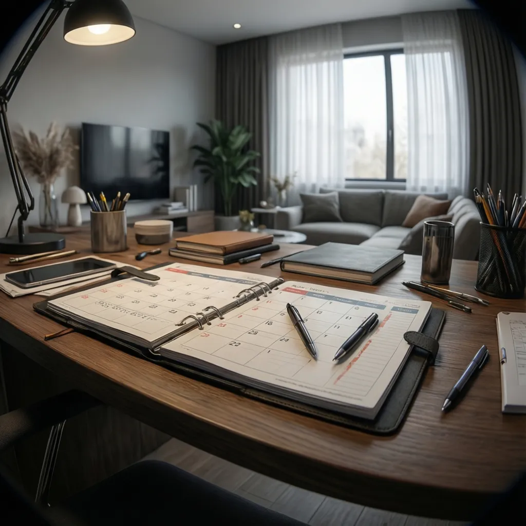 Strategic life planning concept with organized notes and long term goals
