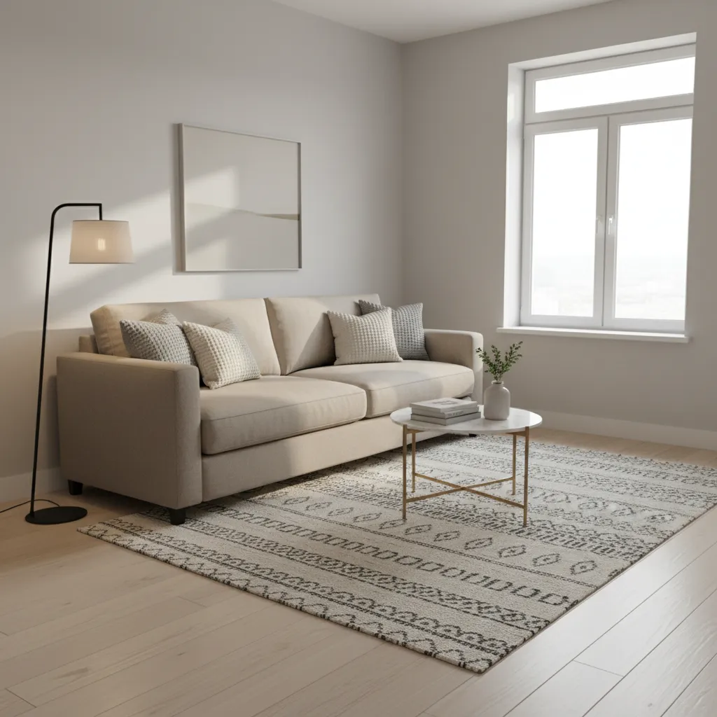 sofa aligned with longest wall in small living room layout
