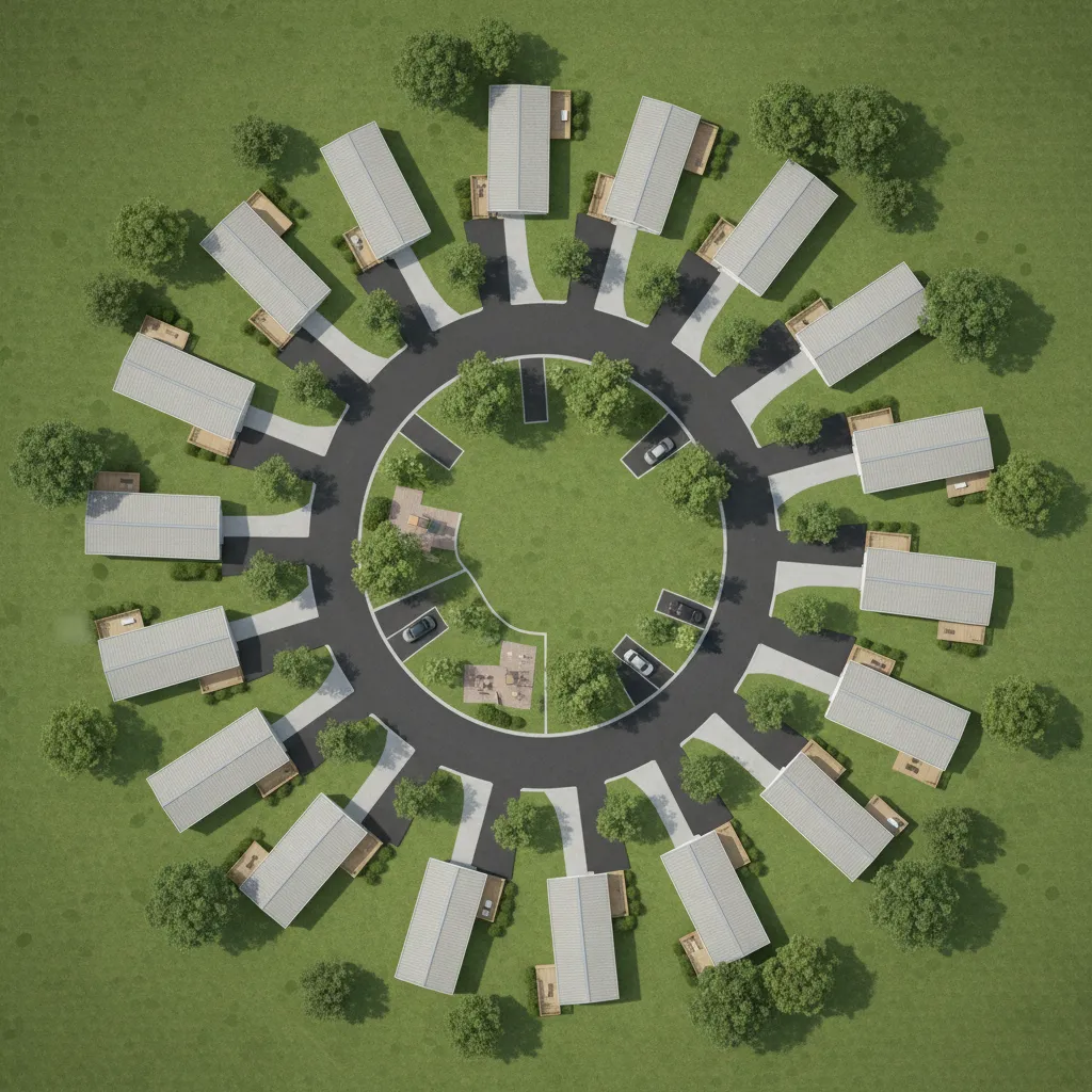 Loop road mobile home park layout pattern