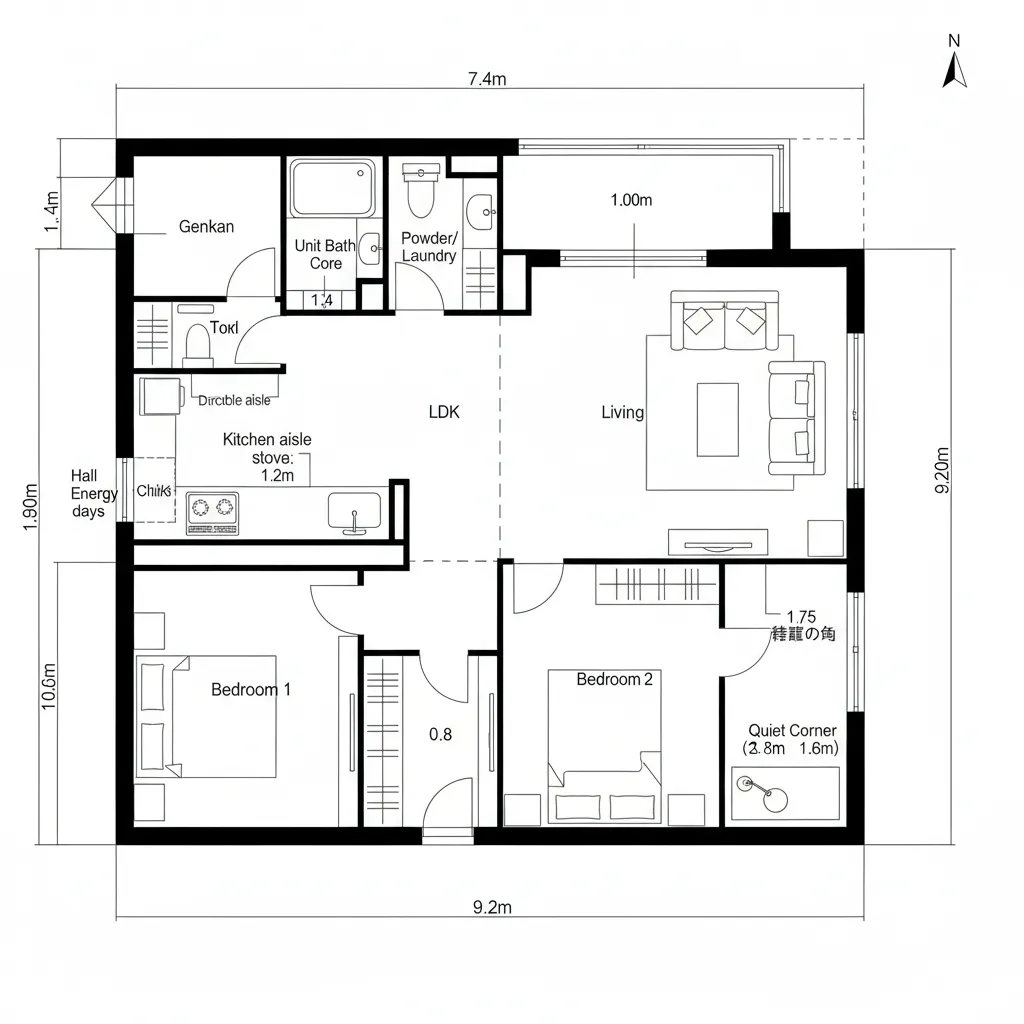 回遊型2LDK＋静音の角
