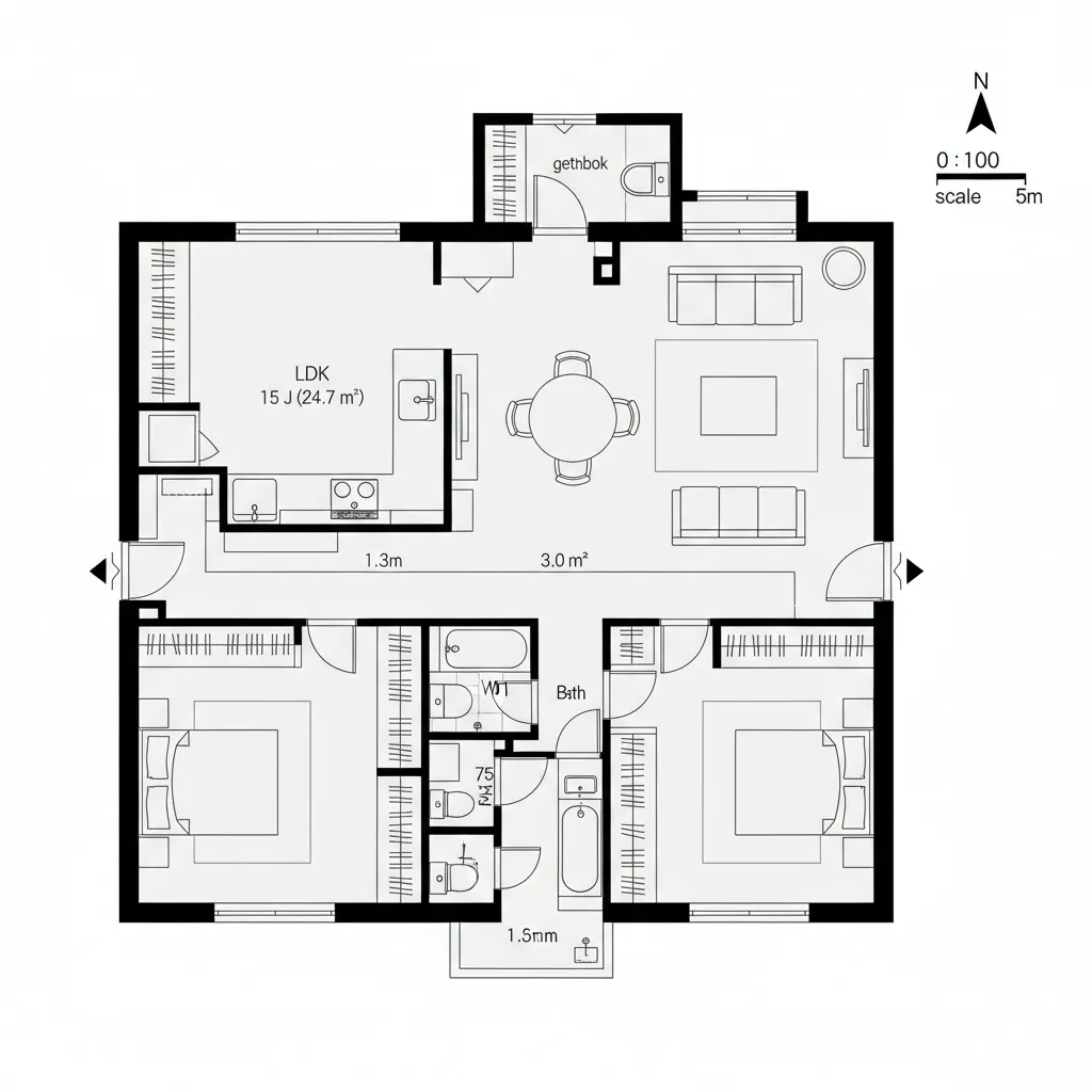回遊動線を持つ2LDK