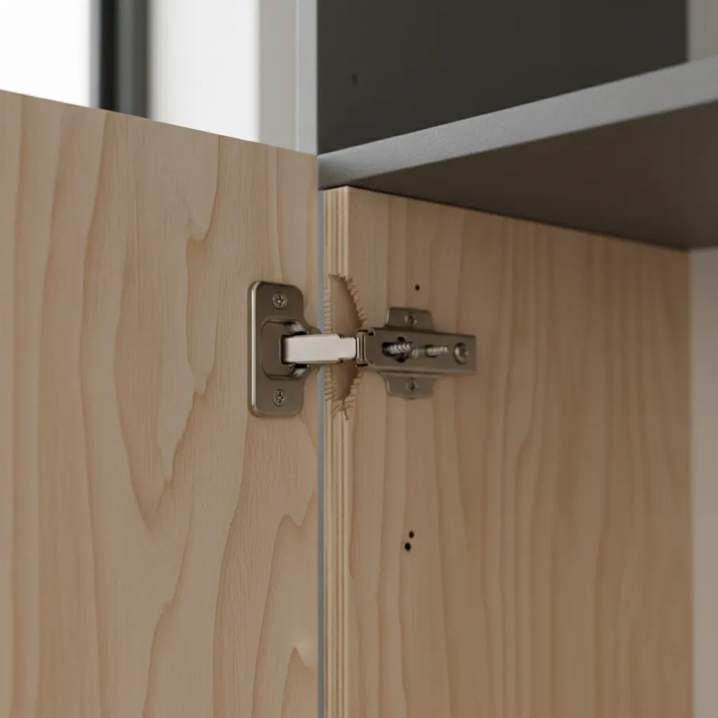 kitchen cabinet hinge loosening due to weak plywood core