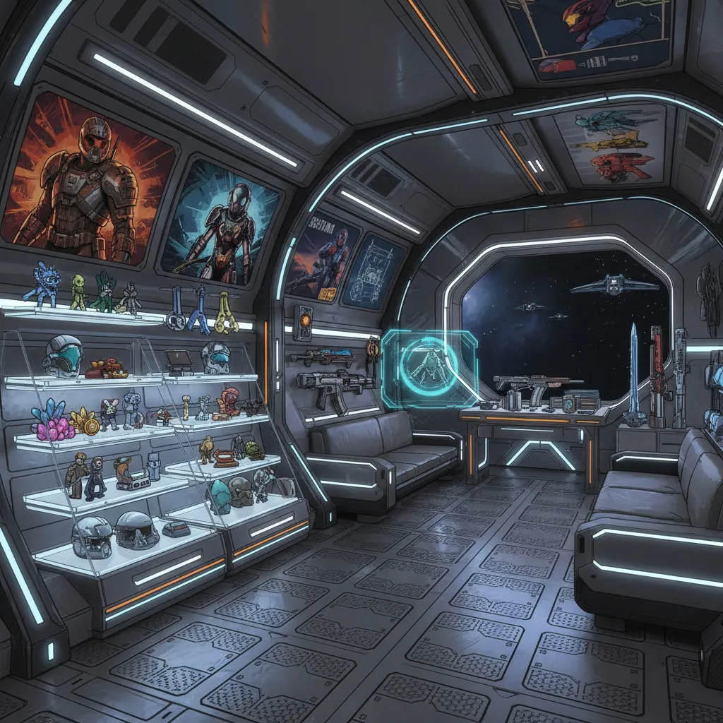 example of a customizable player housing room in a sci fi loot shooter game
