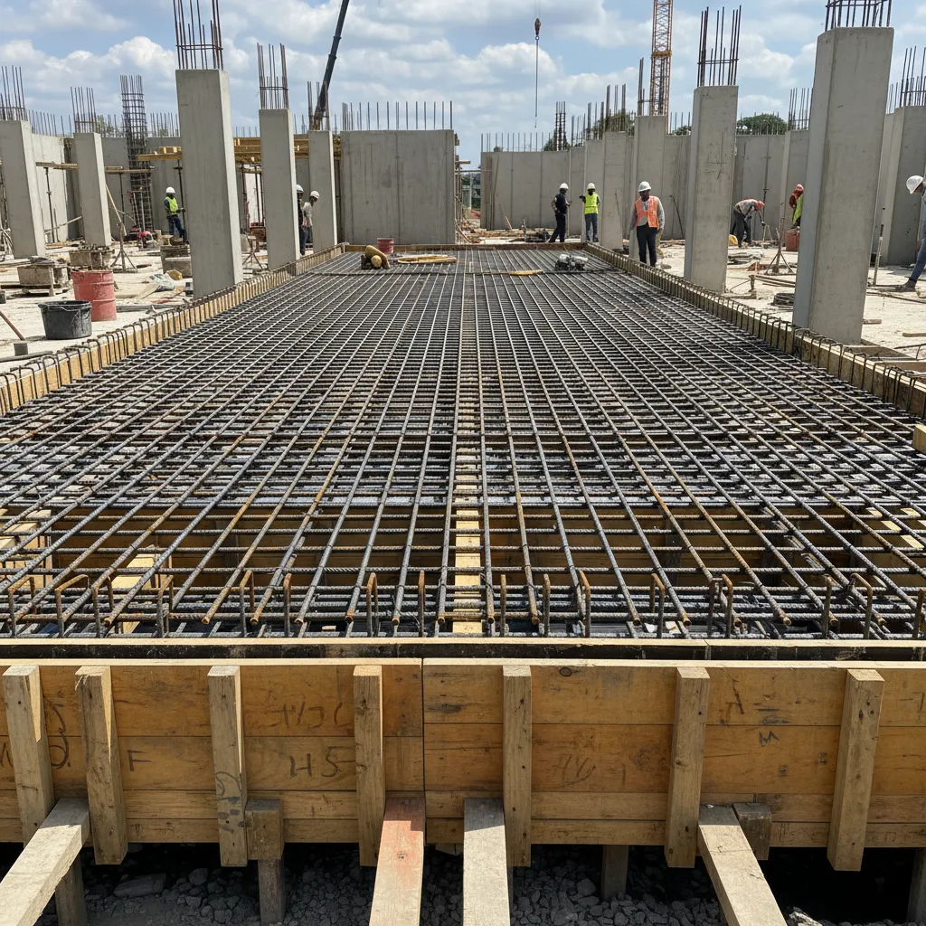losa maciza de concreto armado en vivienda en construcción