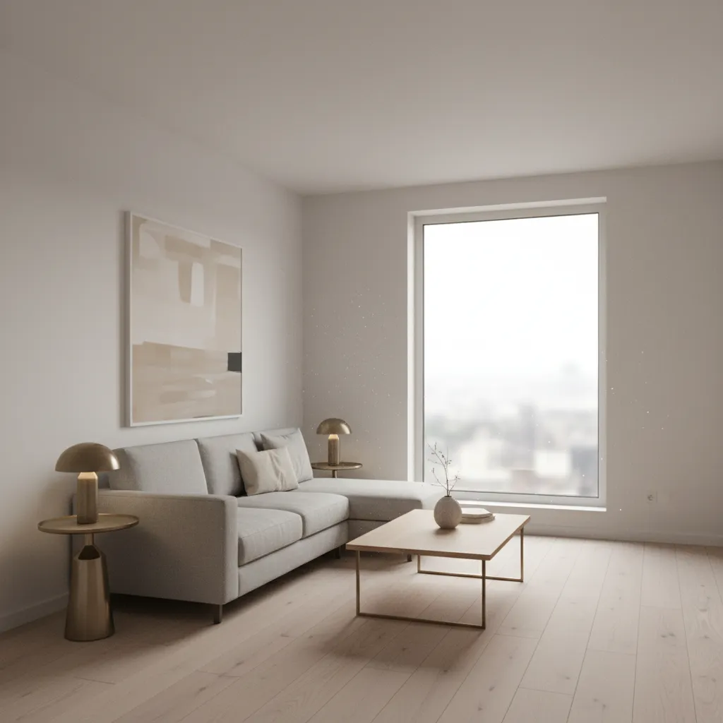 Small living room with low ceiling height and minimal decor