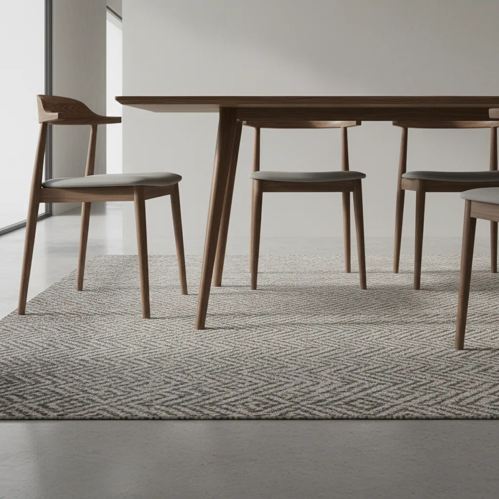 Low pile rug under dining table showing smooth chair movement