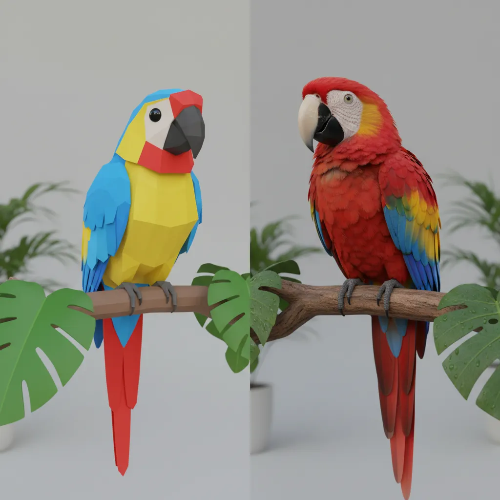 Low Poly vs Realistic 3D Parrot Models Which Style Should You Build