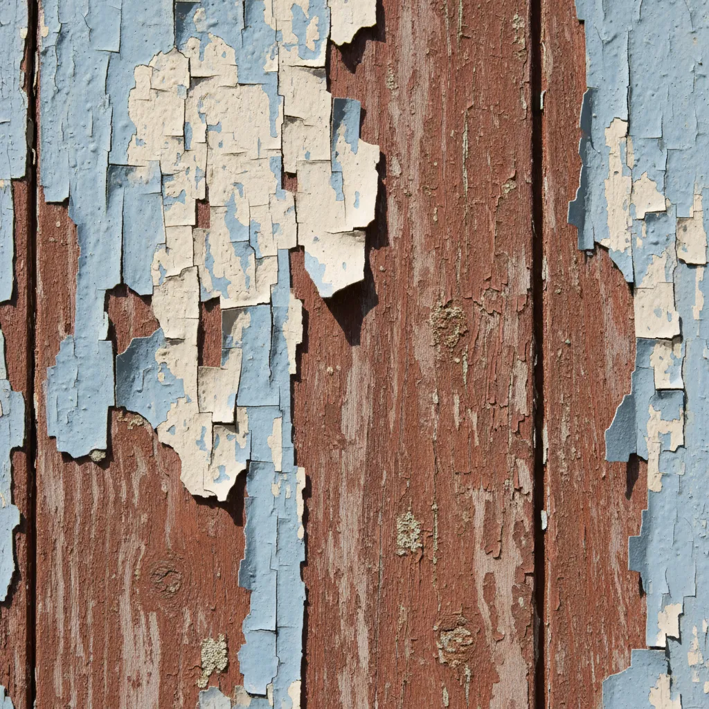 Peeling paint and wall damage caused by poor painting work