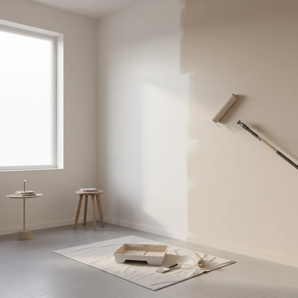 Applying low VOC paint to interior wall in a small room renovation