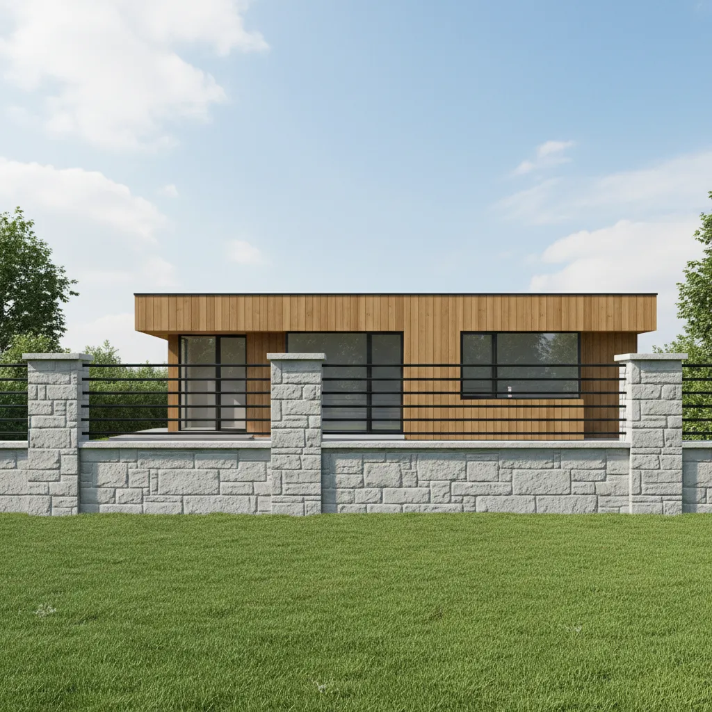 Low brick wall with metal fence above as an affordable boundary solution