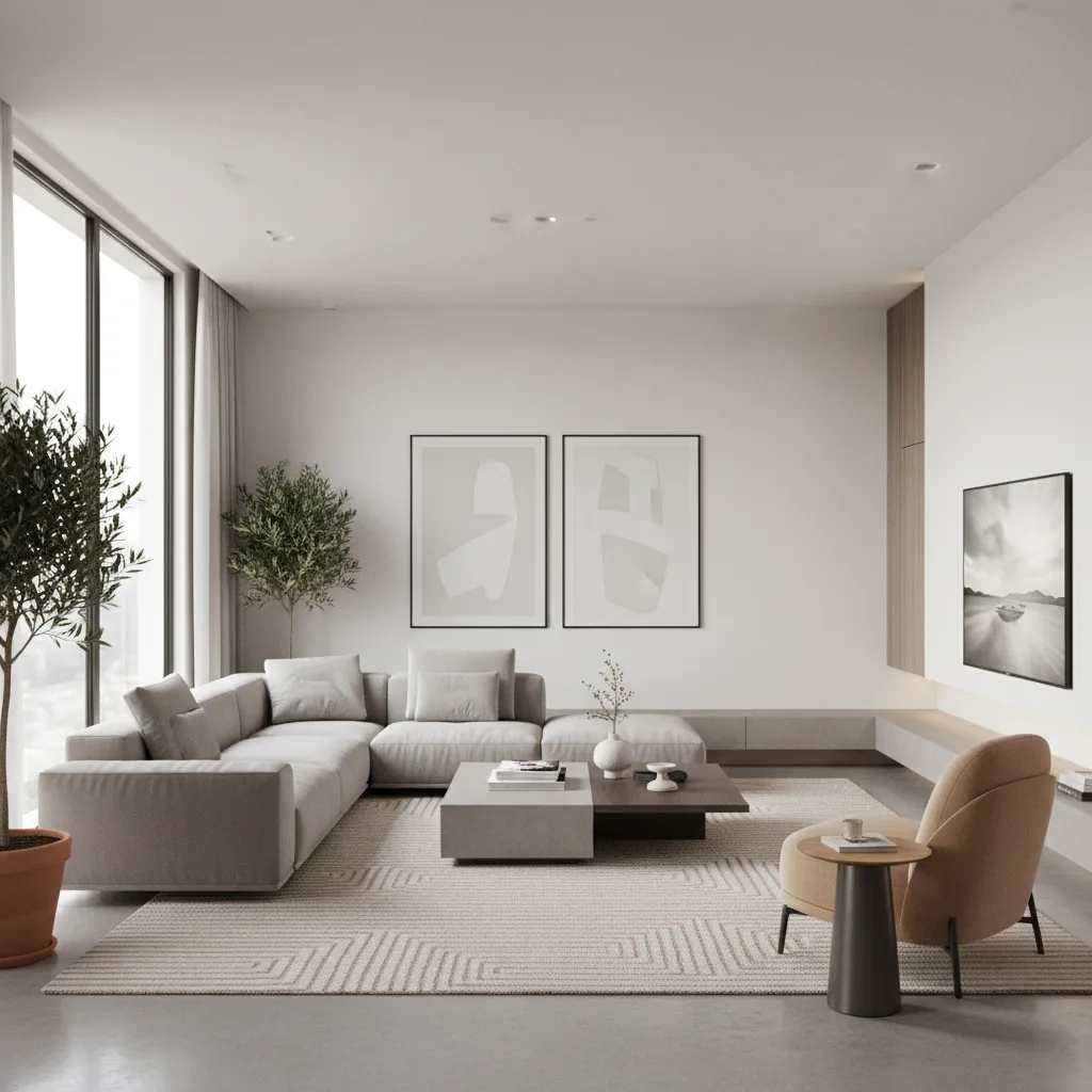 real time interior rendering preview of living room lighting and materials