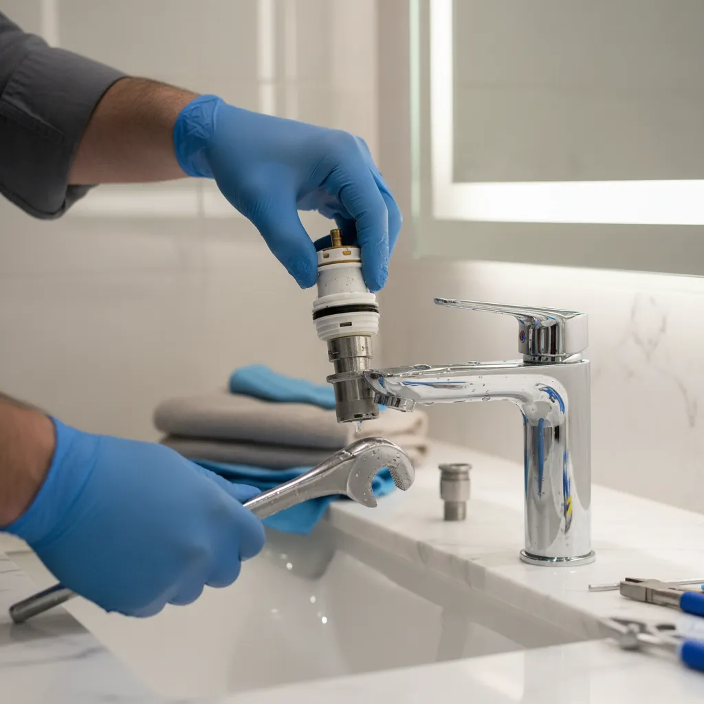 Maintenance of ceramic valve cartridge in premium bathroom fitting