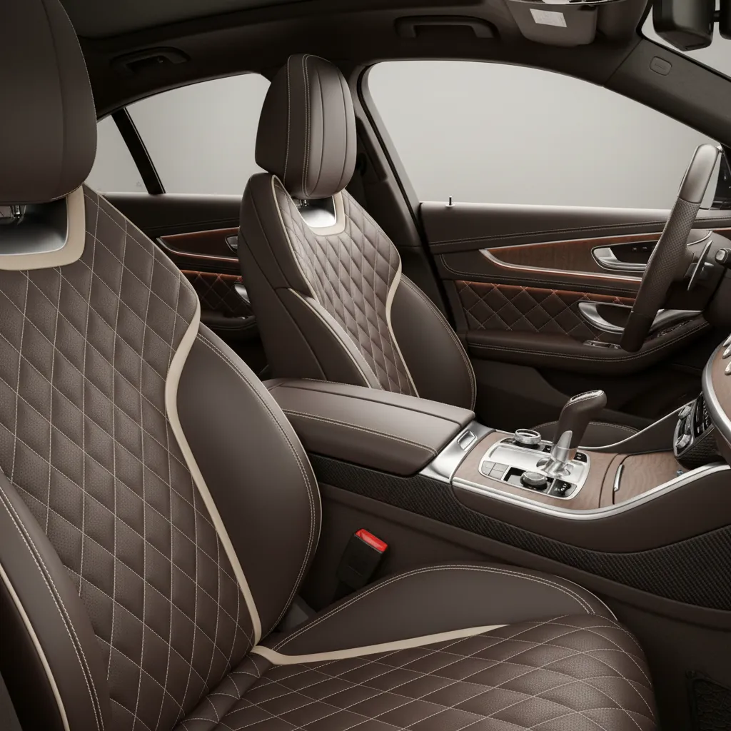 Asientos de coche de cuero con costuras premium