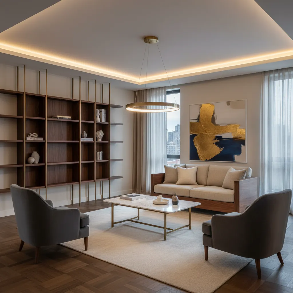 Interior pequeño pero elegante con materiales de alta calidad