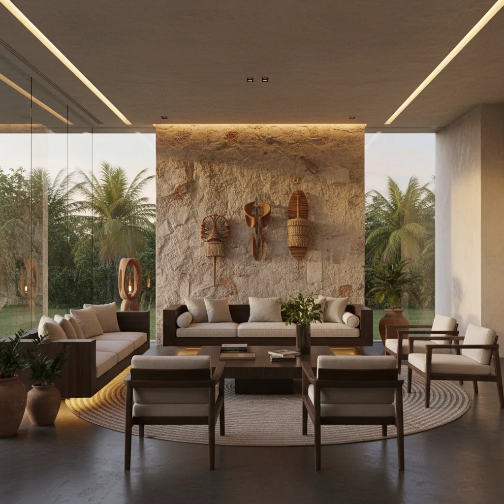 Interior contemporáneo de lujo con influencia colombiana
