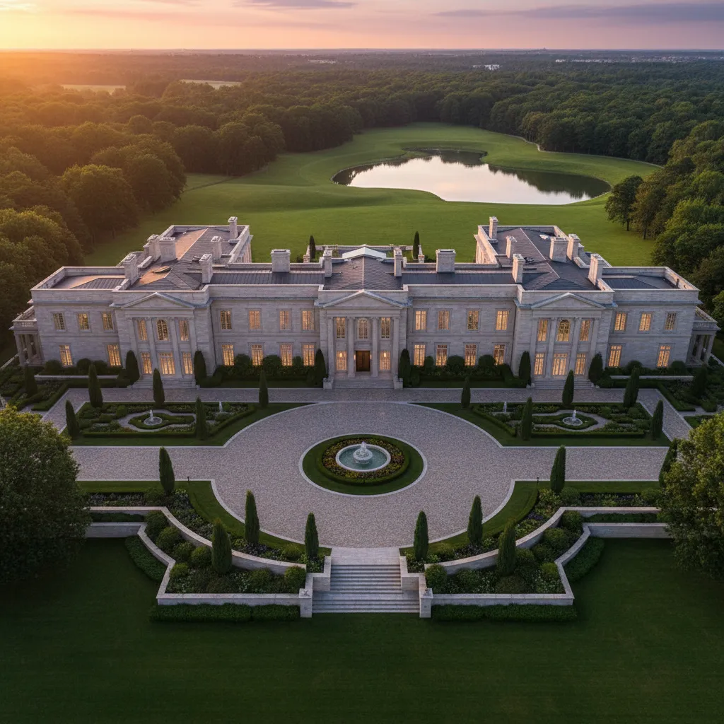 Large luxury estate exterior showing scale of a mansion
