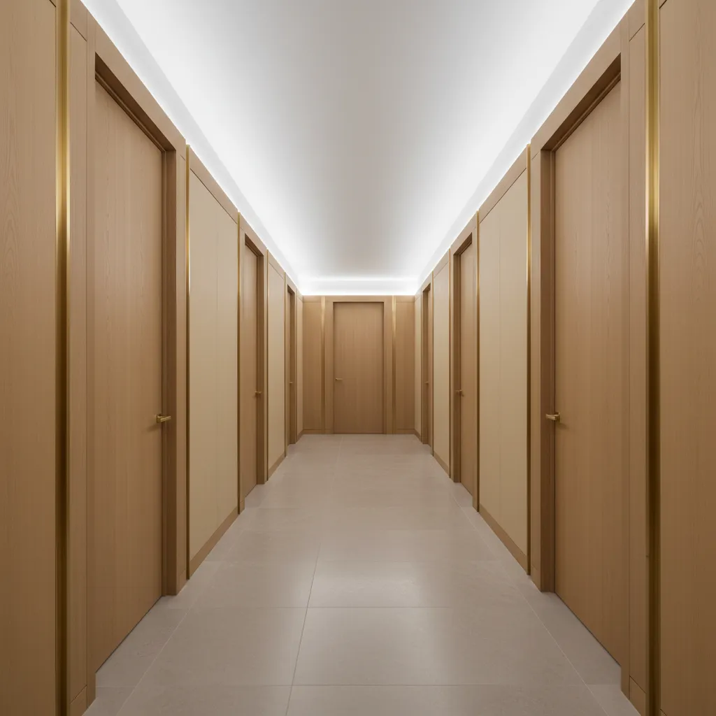 Service corridor and staff areas in a large luxury estate
