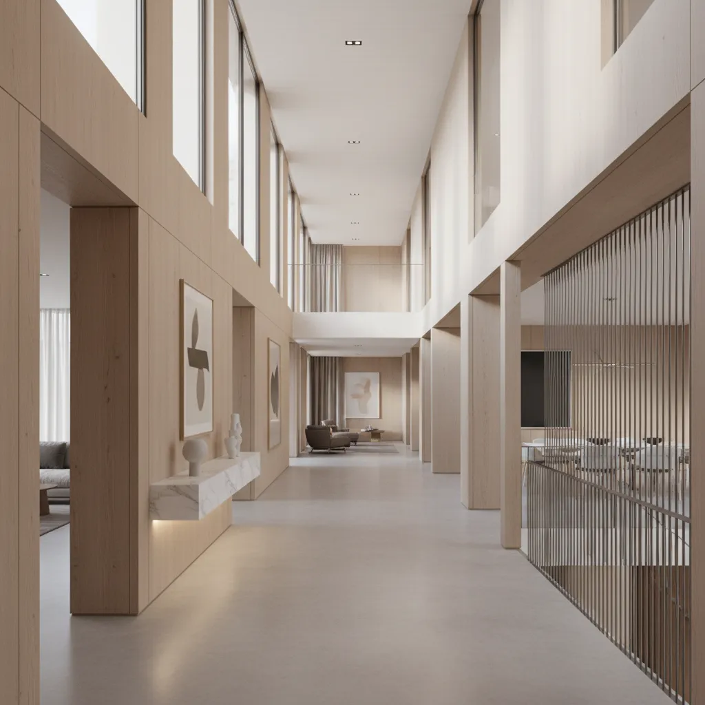 Architectural visualization showing circulation paths in a large house