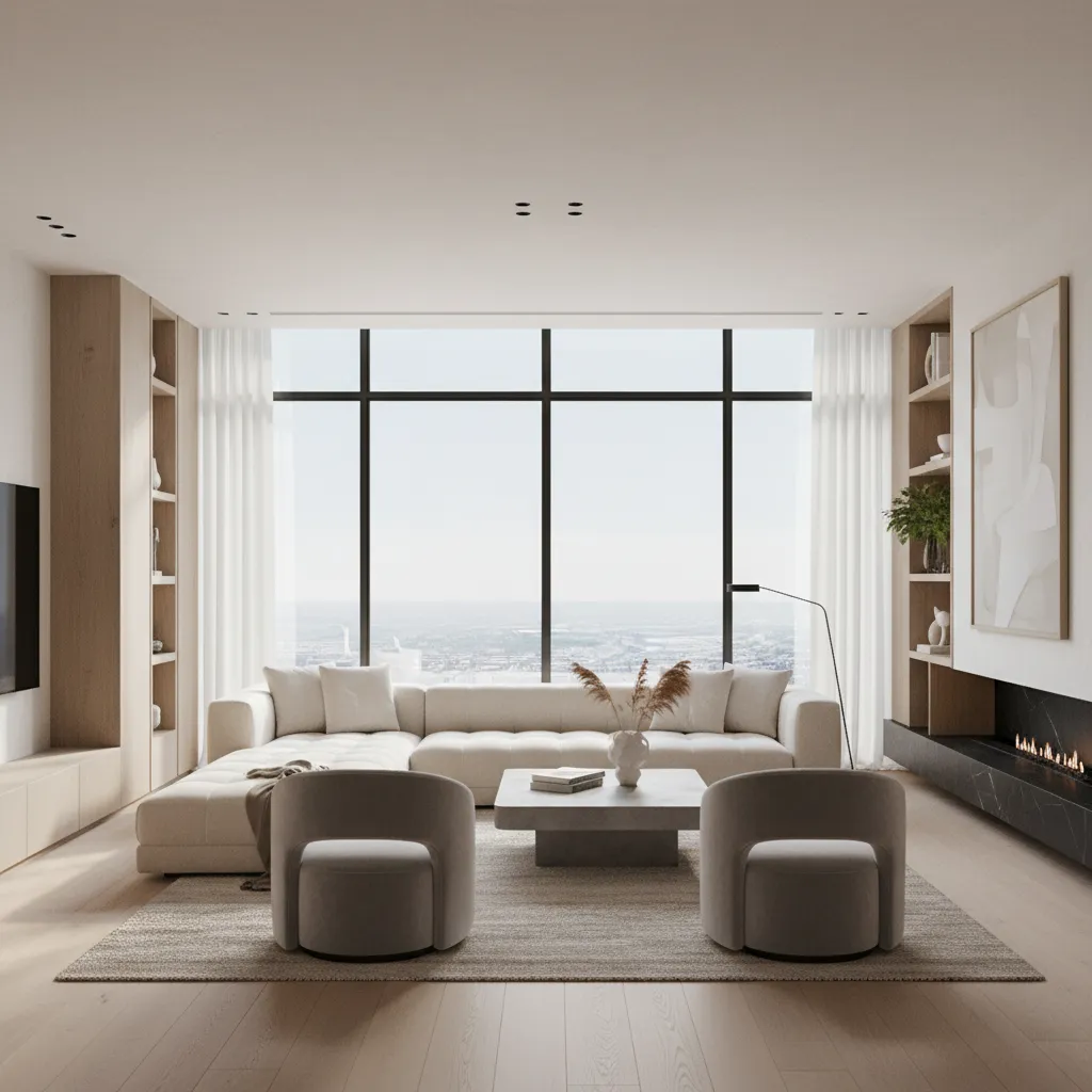 photorealistic render preview of a luxury home interior before construction