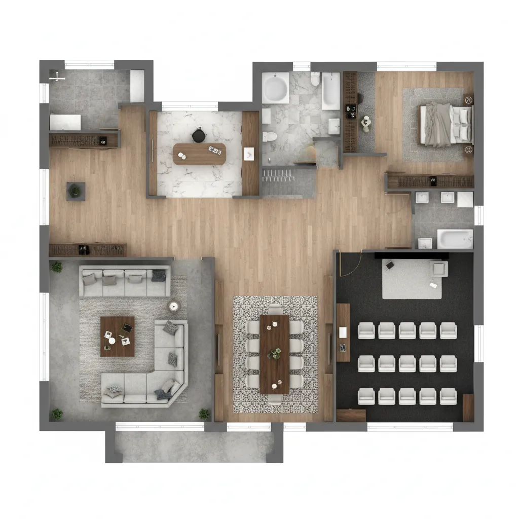 Large luxury home floor plan showing multiple rooms and spacious layout