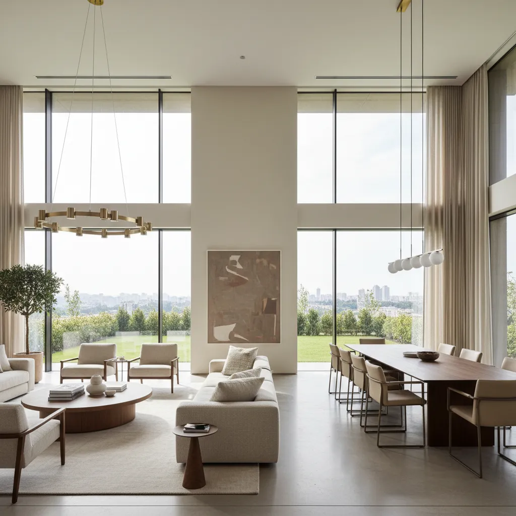 Casa moderna con distribución abierta entre salón y comedor
