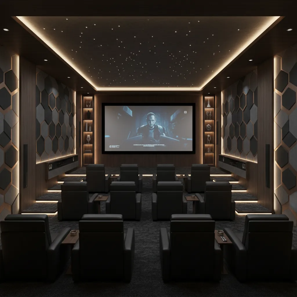 Luxury home theater room often included in 6000 sq ft homes