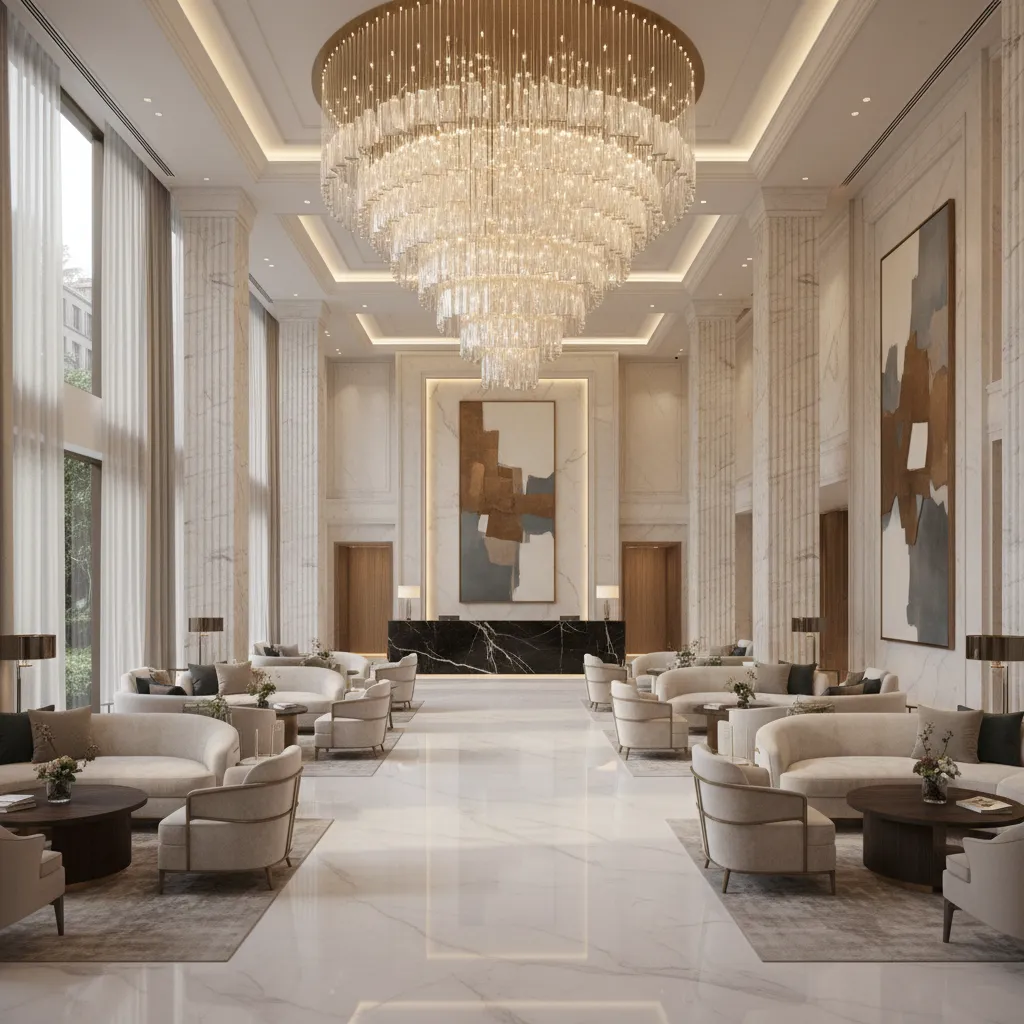 Luxury hotel lobby interior designed by professional interior designers