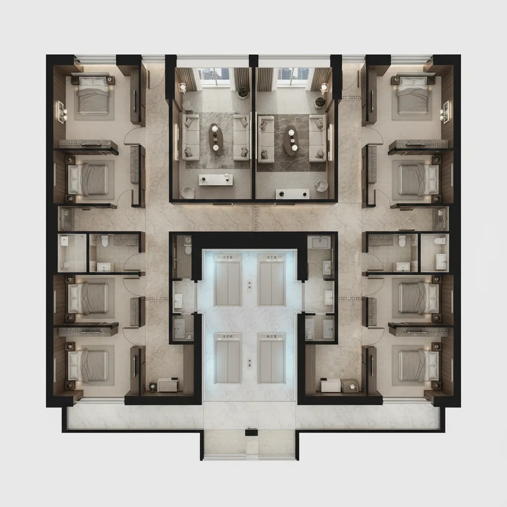 Optimizing Guest Flow and Service Circulation in Luxury Hotel Floor Plans