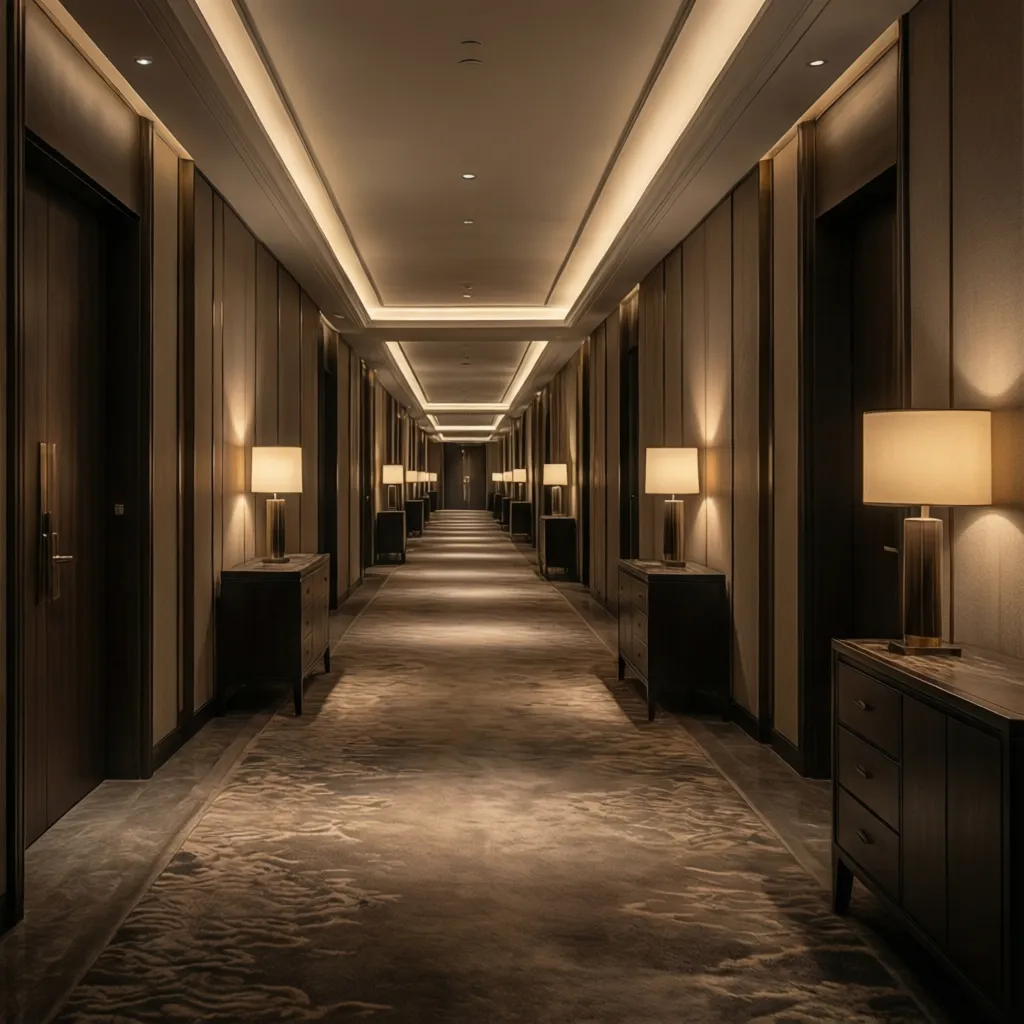 Elegant luxury hotel corridor designed for smooth guest circulation