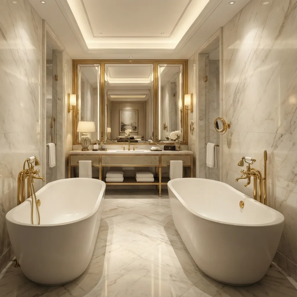 Luxury Hotel Bathroom Design Trends Using Ivory