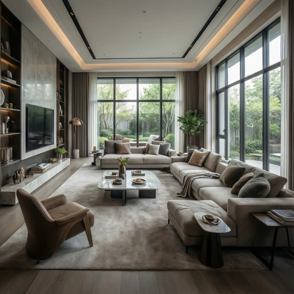 Sala de estar moderna diseñada por un profesional de interiores