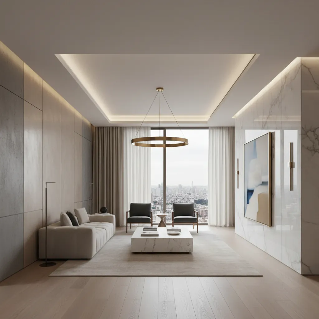 Interior rumah dengan material sederhana namun finishing rapi