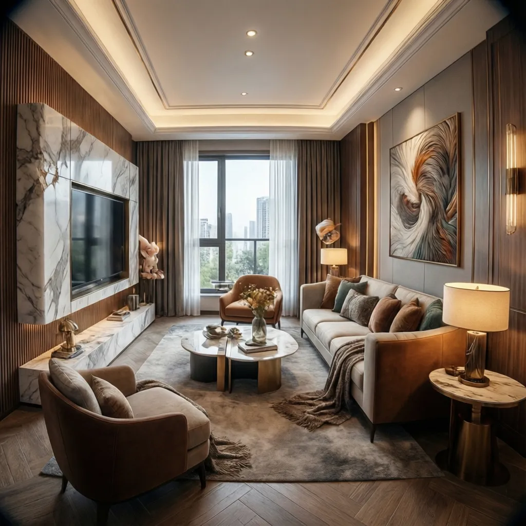 Apartamento pequeño con diseño elegante y acabados modernos