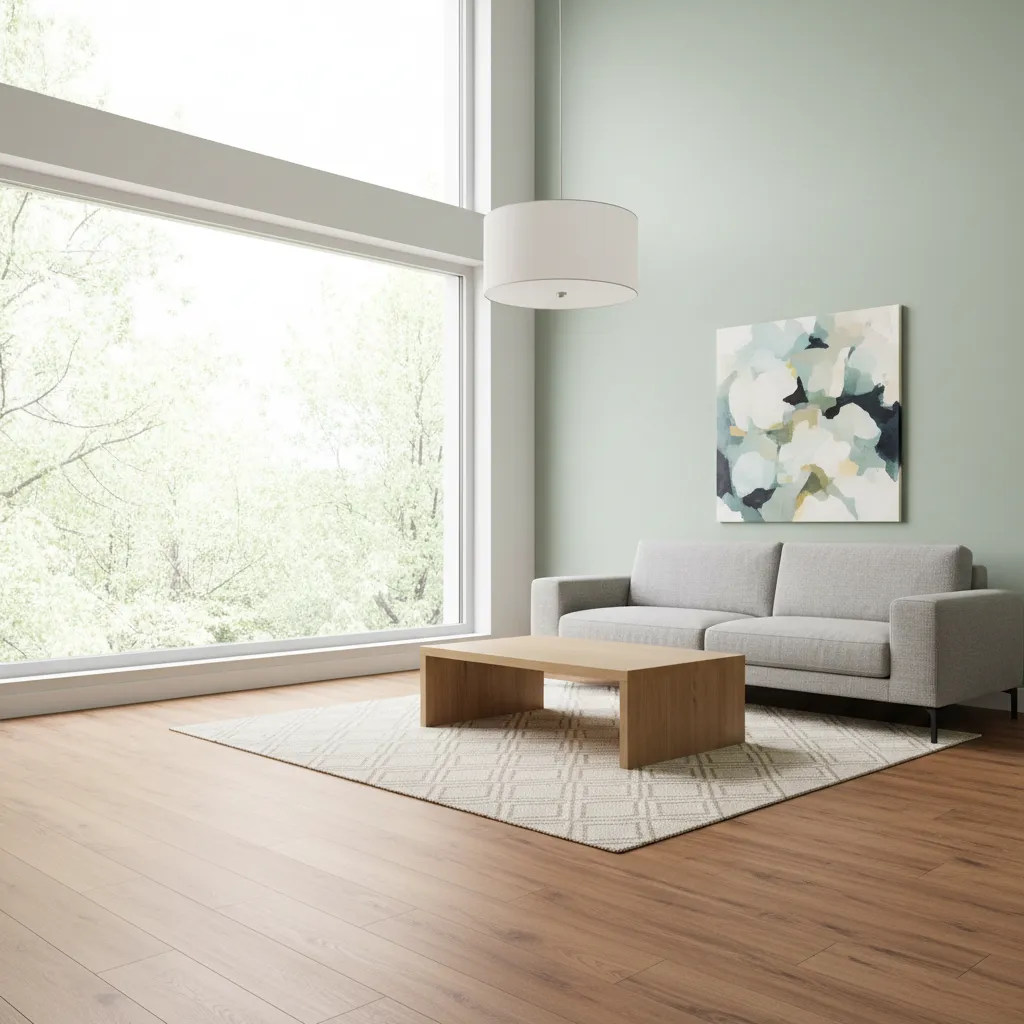 Modern living room with clean COREtec luxury vinyl plank flooring