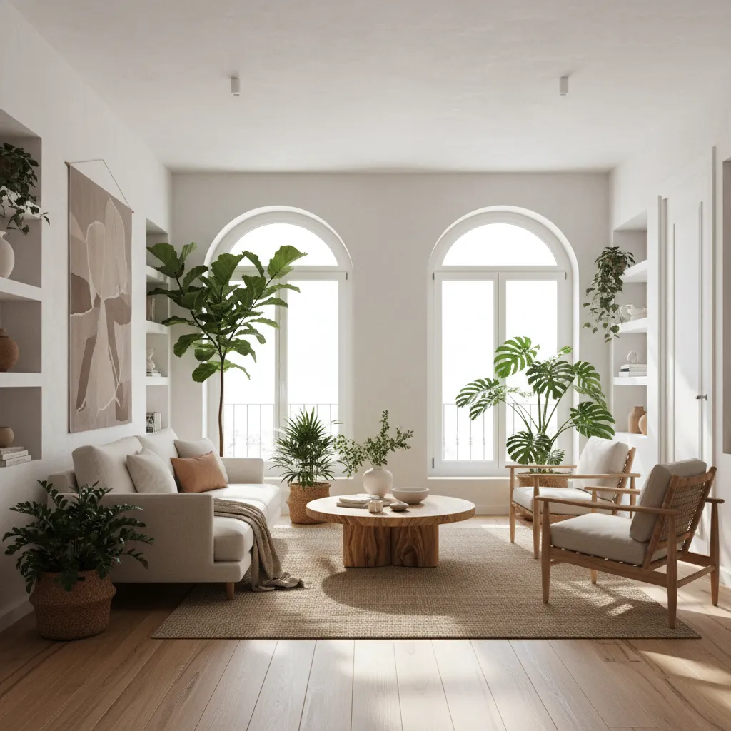 Salón con grandes ventanas aprovechando luz natural