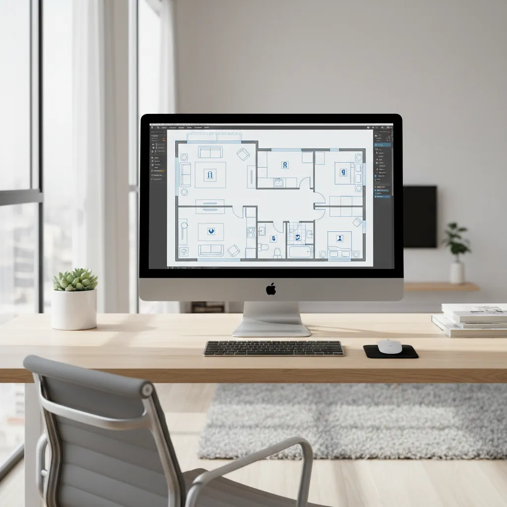 Floor plan design being created on Mac home planning software