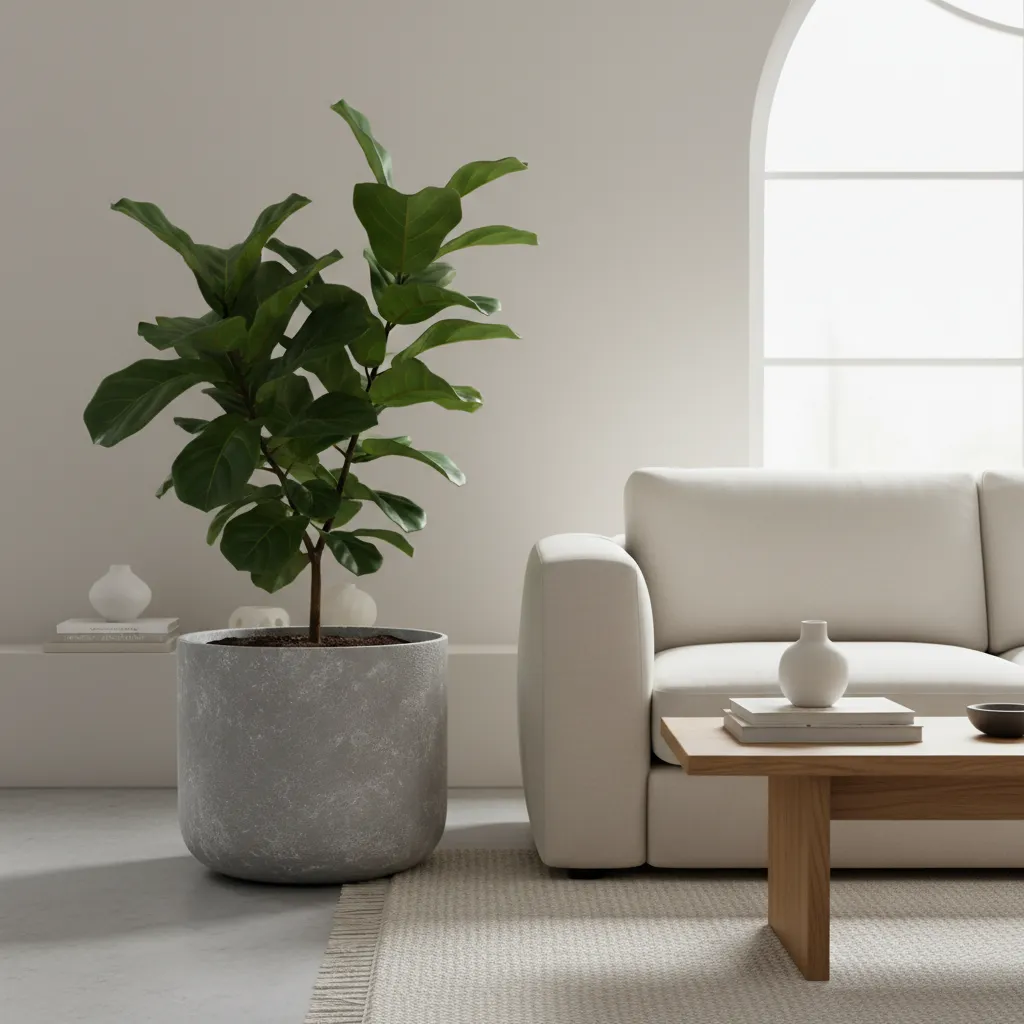 Maceta de plástico con acabado tipo cemento