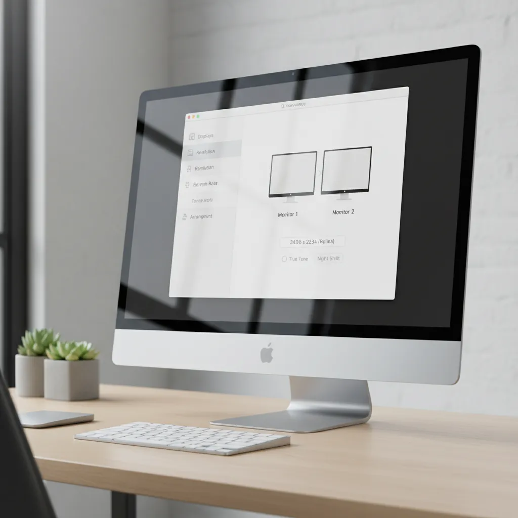 Mac computer display settings showing resolution scaling options on a retina display