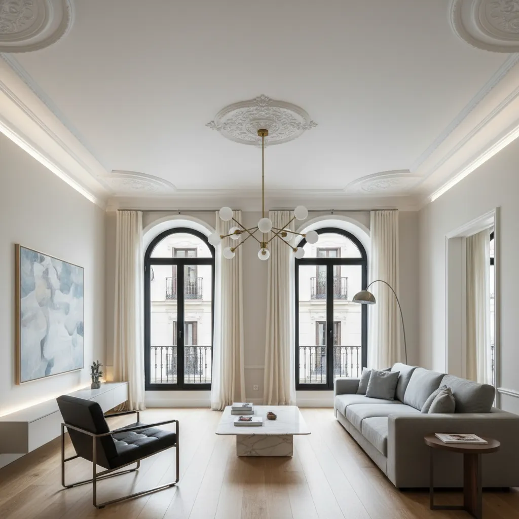 Reforma de piso en Madrid con mezcla de arquitectura clásica y diseño moderno