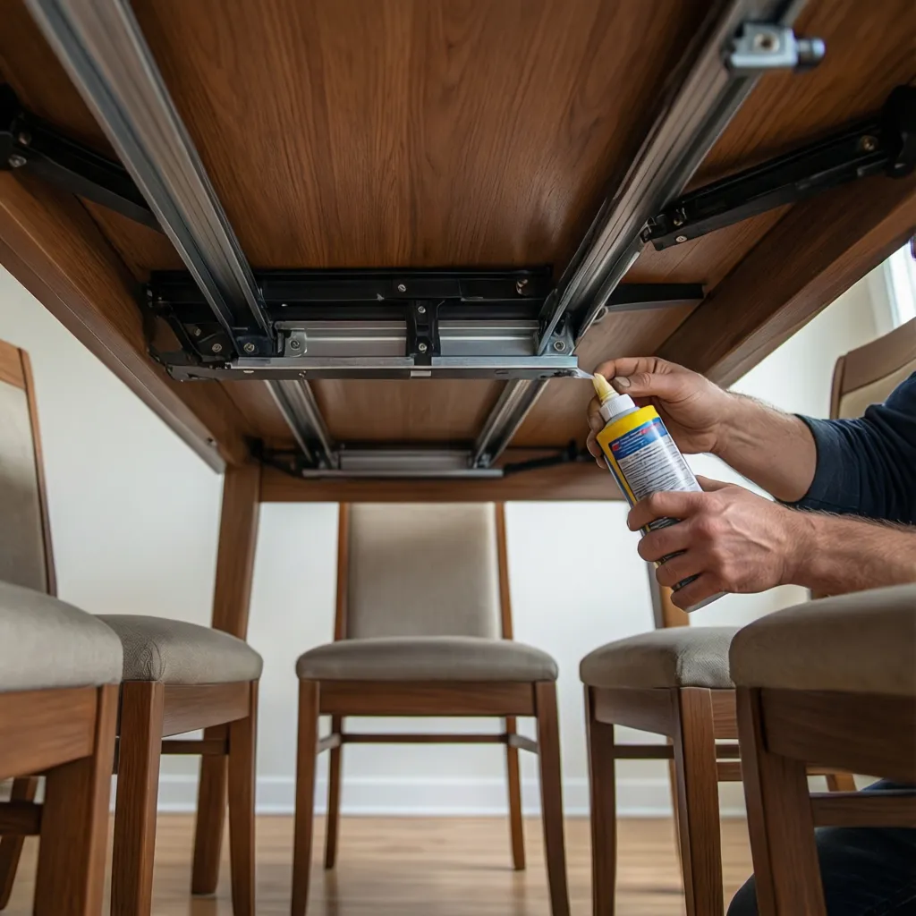 cleaning and lubricating expandable dining table slide rails