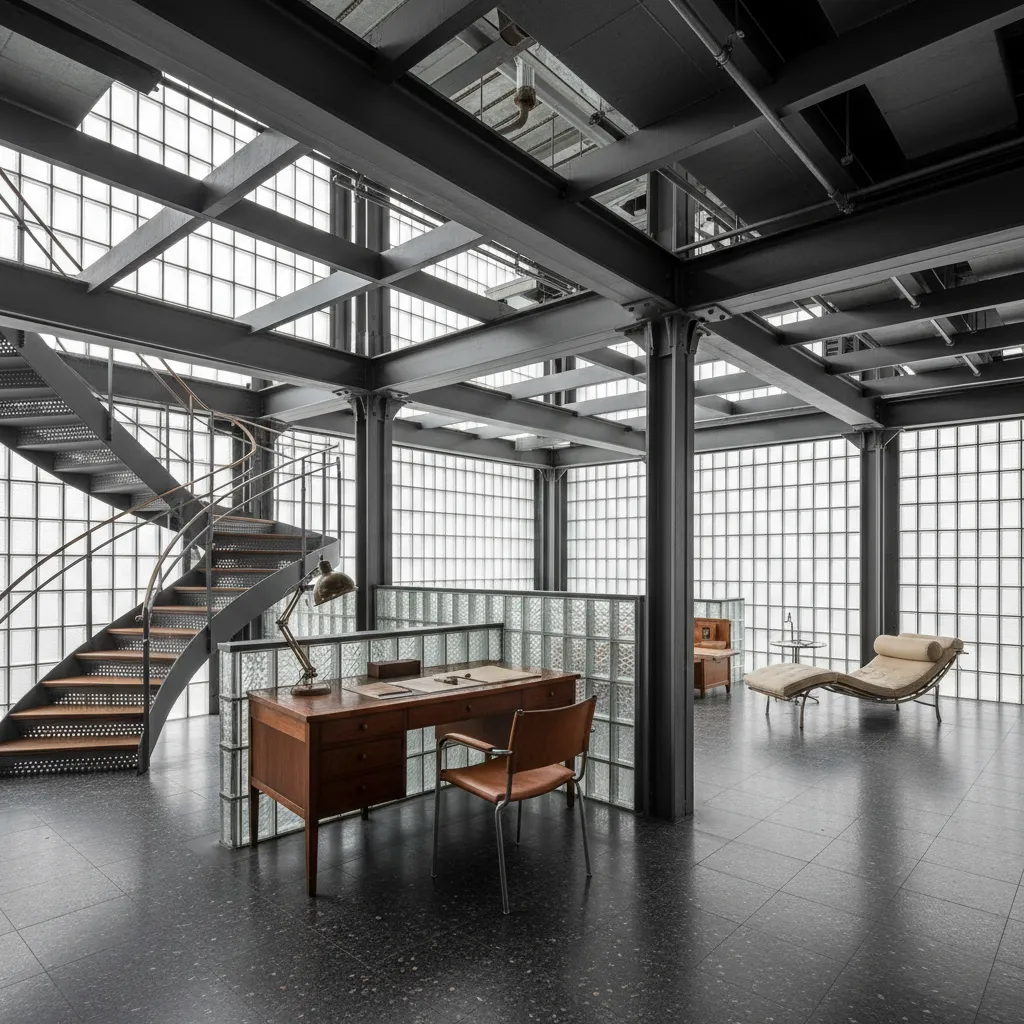 Estructura metálica visible en el interior de la Casa de Cristal