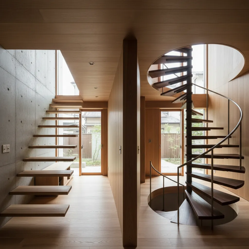 直線階段 vs 螺旋階段の風水比較: 日本のメゾネット住宅でどちらの階段タイプが風水的に良いのか、実務経験からリアルに解説